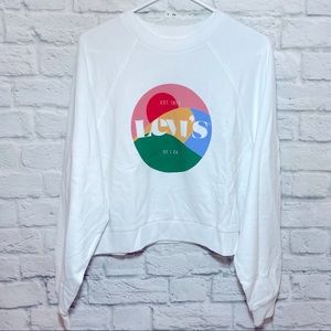 Levi’s White Graphic Logo San Francisco Long Sleeve Pullover Crop Sweater Size S